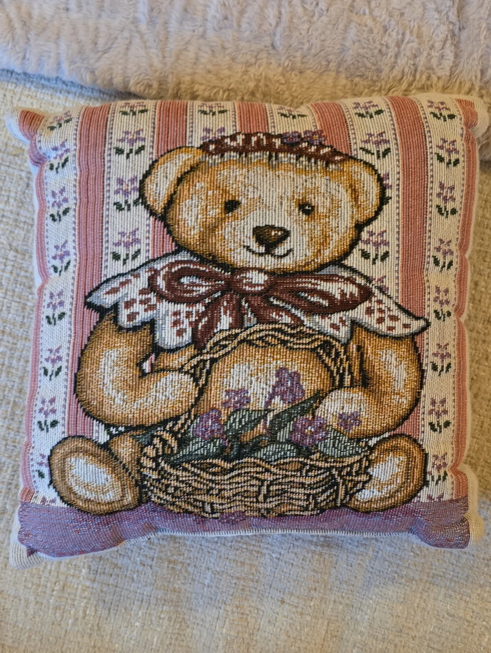 Pink Teddy Bear Decorative Pillow